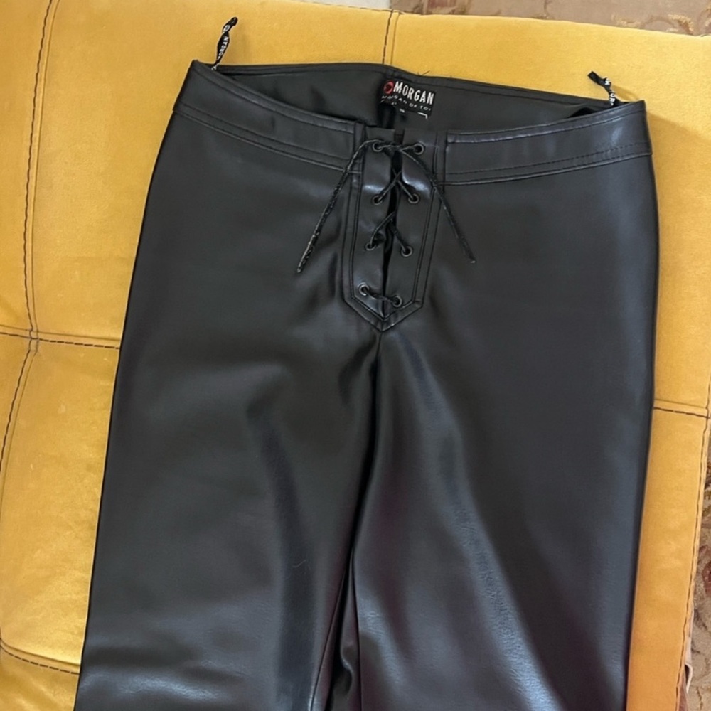 Morgan Black Faux Leather Flared Pants